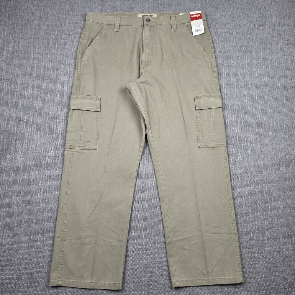 NWT Wrangler Mens Cargo Pants 36x29 Khaki Tan Cotton Twill Work Utility Pants